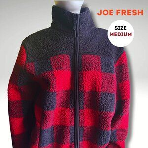 Joe Fresh Red & Black Buffalo Plaid Fleece Jacket – Size Medium
